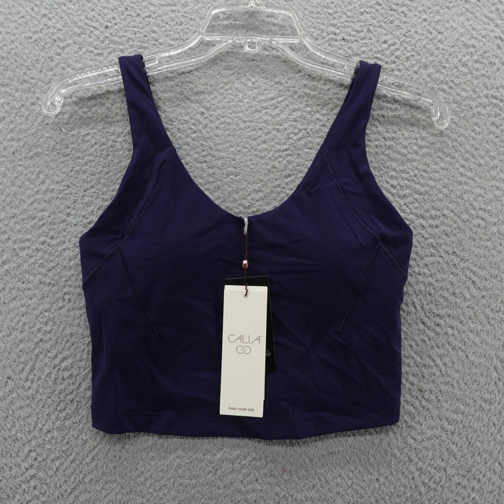 CALIA Inspire Scoop Neck Tank Sports Bra Opulent Blue Womens Small NWT